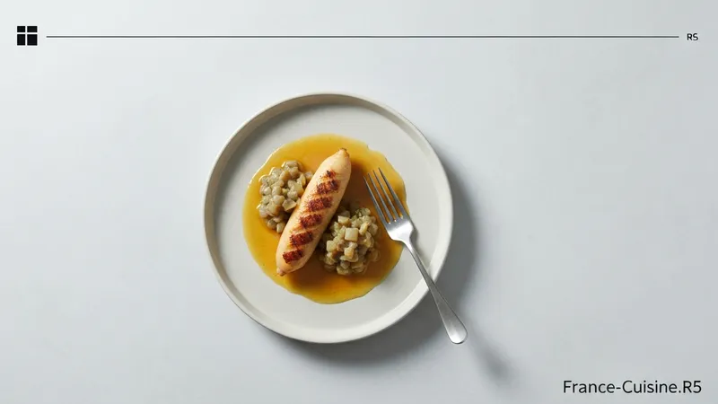 Coq au vin mijotant dans une cocotte en fonte, garni de champignons et lardons.