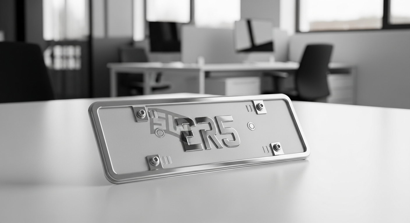 Plaque d'immatriculation personnalisée posée sur un véhicule moderne, respectant la législation