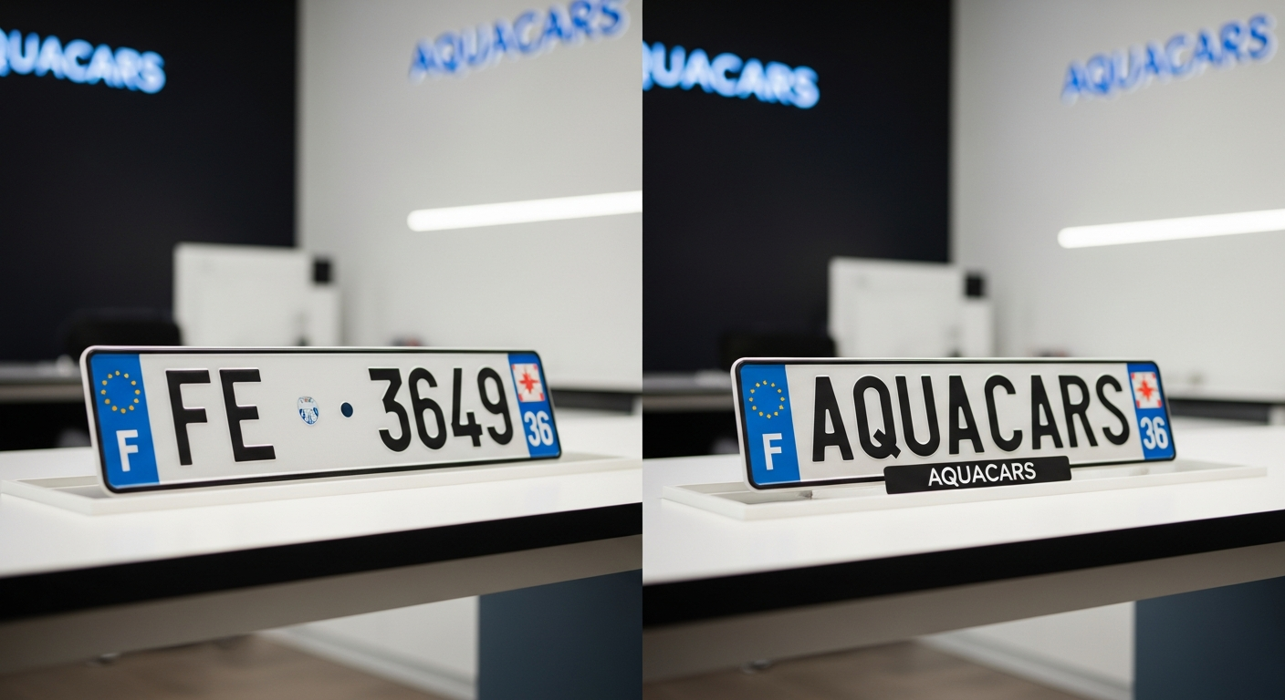 Exemple de plaque personnalisée pour moto, avec fonds de département et caractères standards