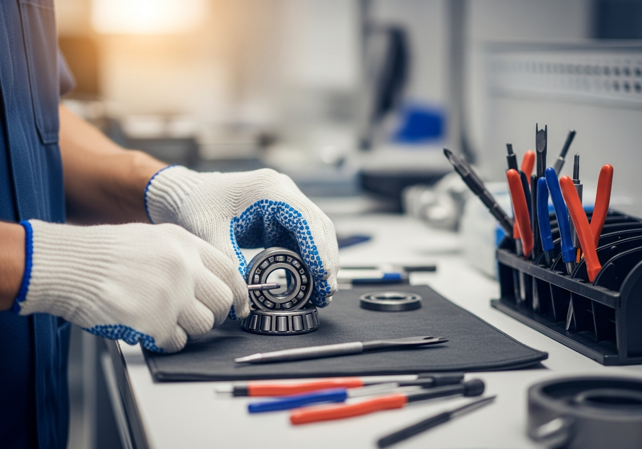 Roulement à billes en céramique, design moderne et épuré, sur une surface métallique, représentant l'innovation technologique.